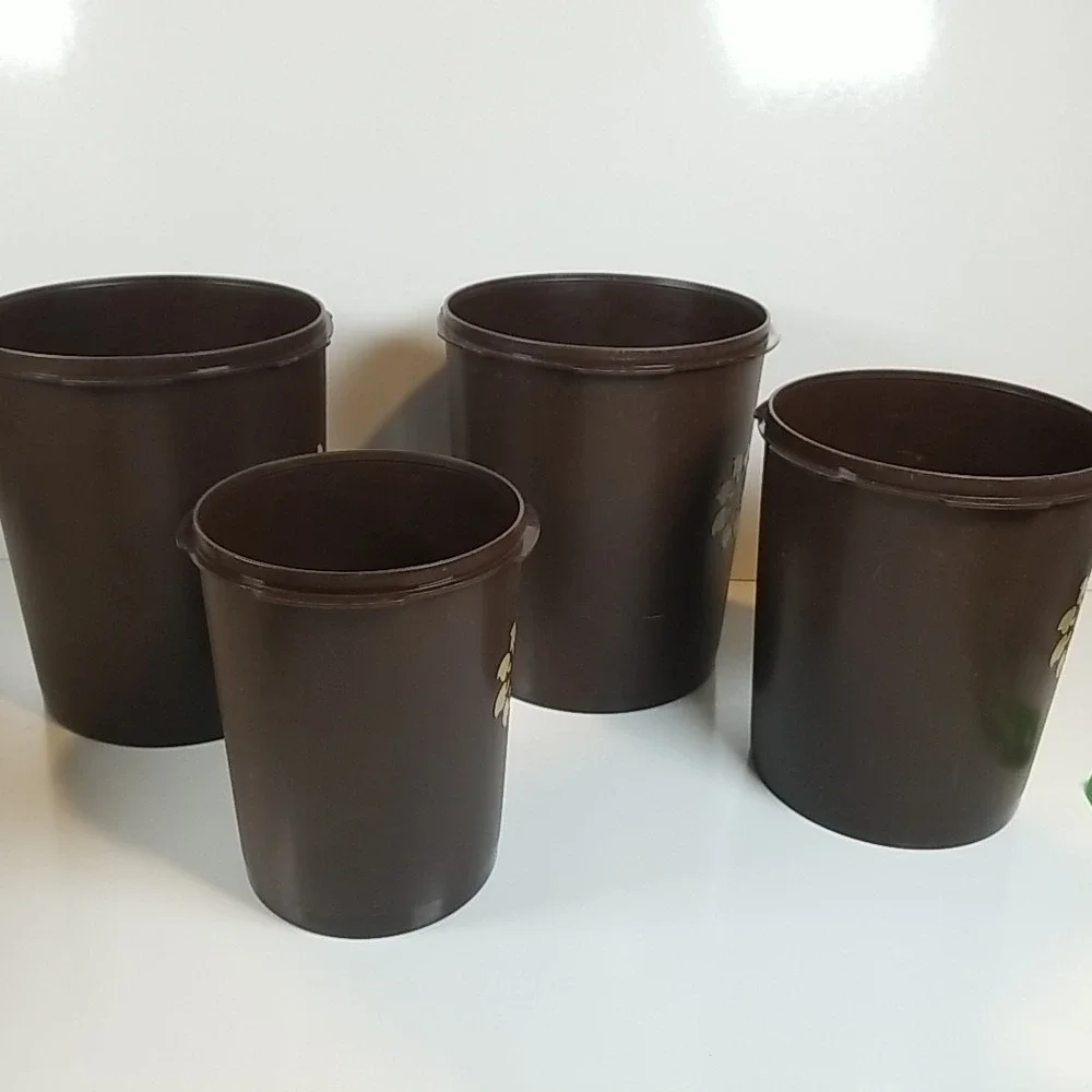 Vintage Tupperware Nesting Canister Set Brown See Of 4 No Lids